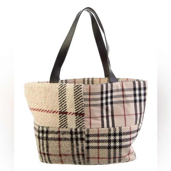 Burberry *RARE* *CABIN COUTURE* Wool Novacheck Plaid Tote Bag - Picture 2 of 15